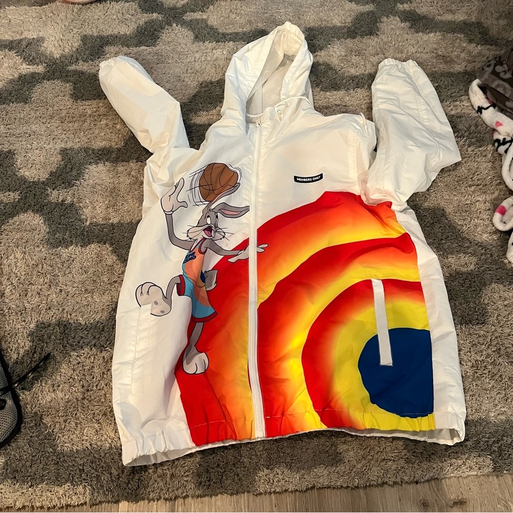 Members Only White and Red Sweatshirt with Retro Graphic